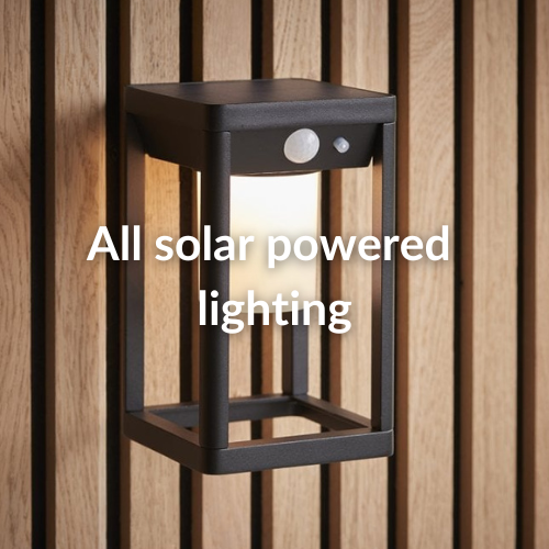 Outdoor solar light on wooden wall 
