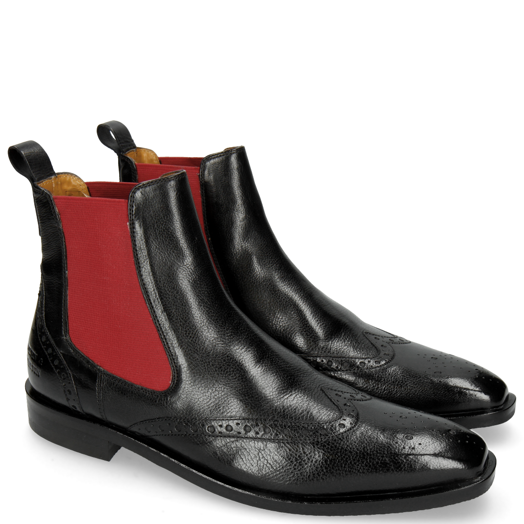 chelsea boots with red elastic