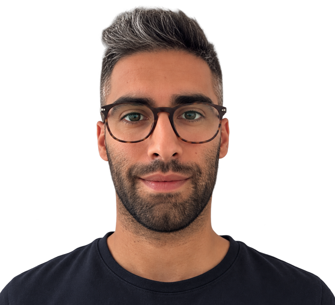 Retrato masculino aislado con gafas y barba