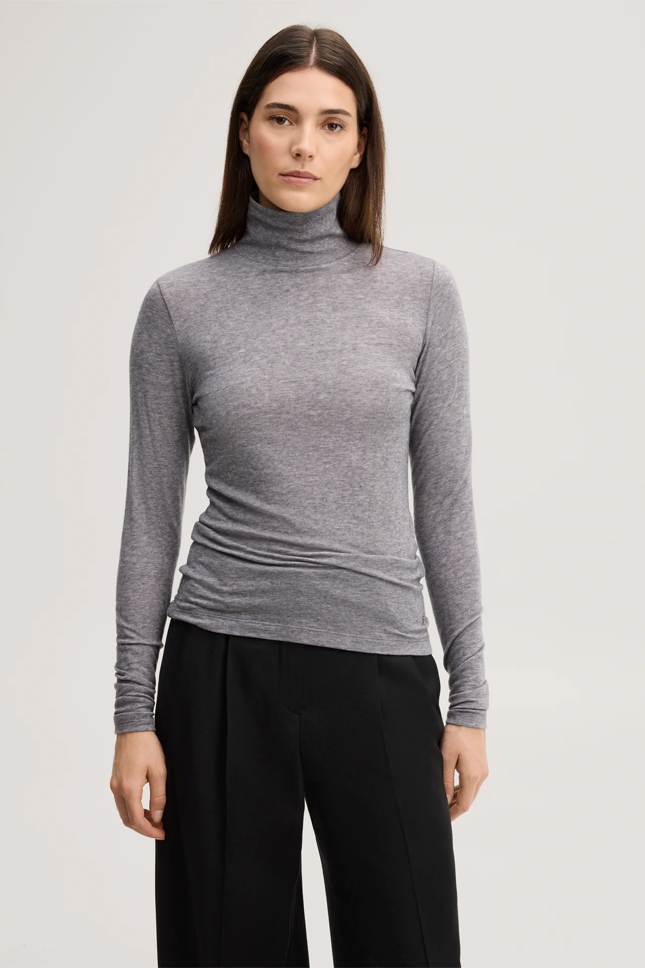 Light grey stretch wool turtleneck jumper
