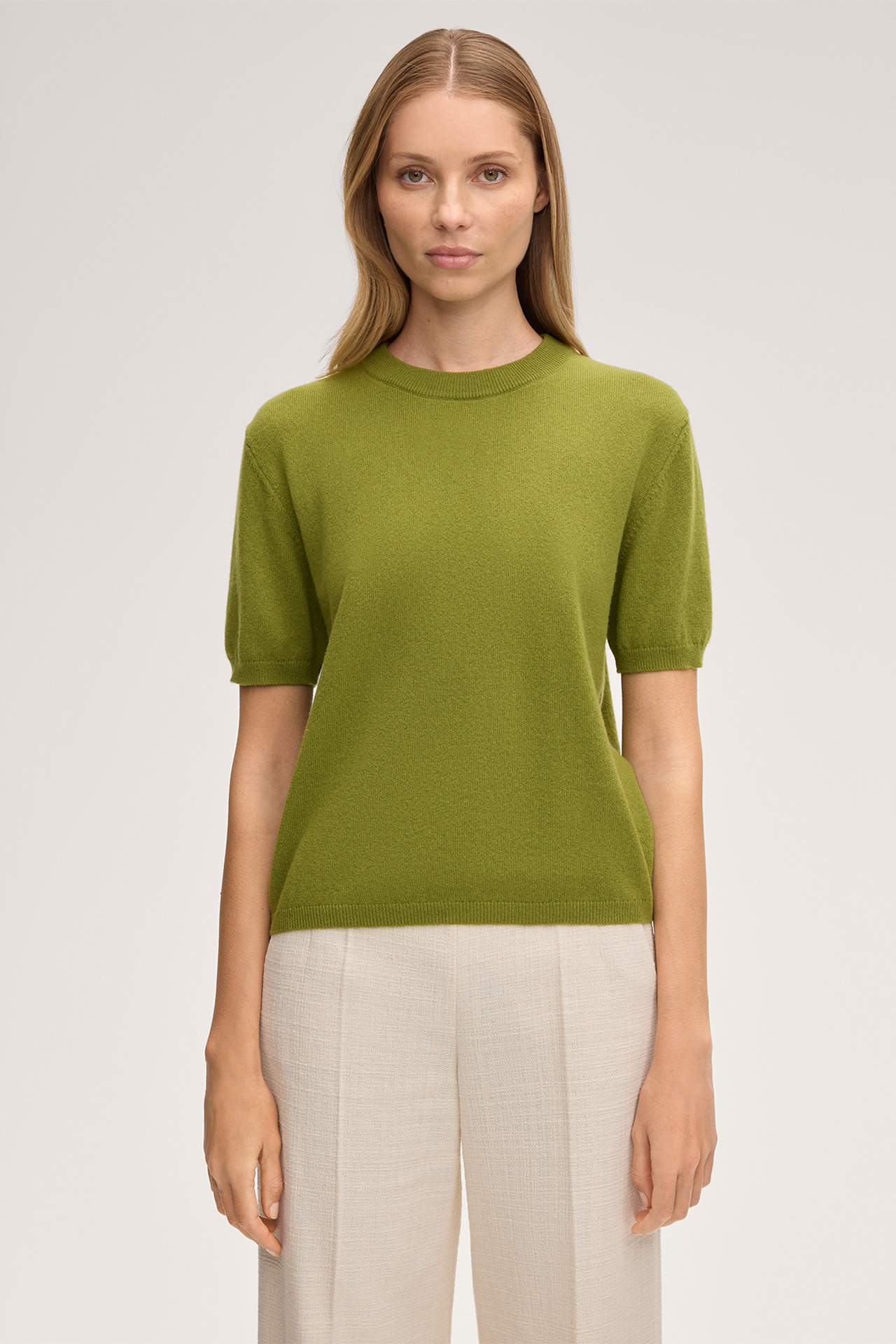 T-shirt à manches courtes en cachemire, en vert