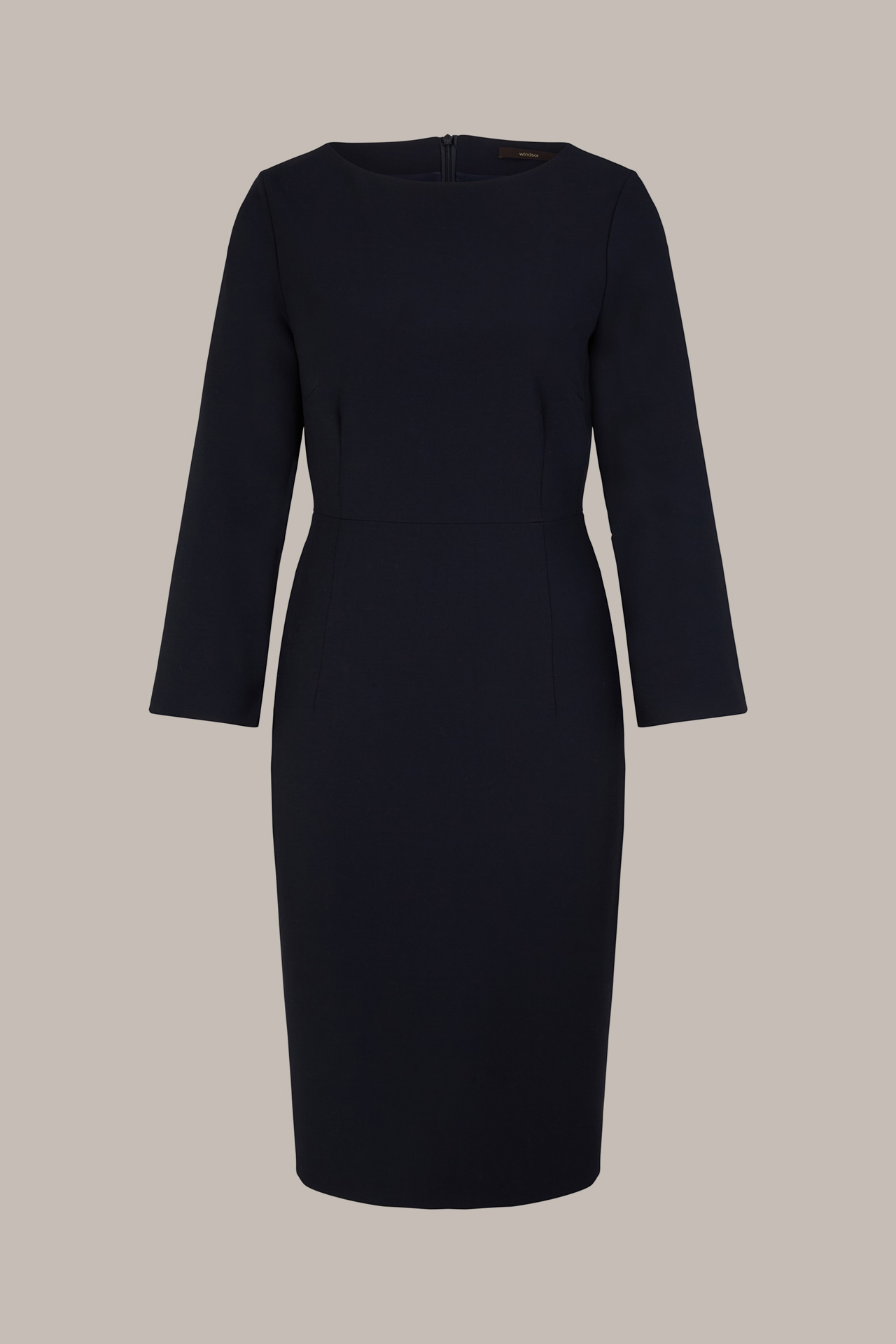 Crêpe-Etui-Kleid in Navy