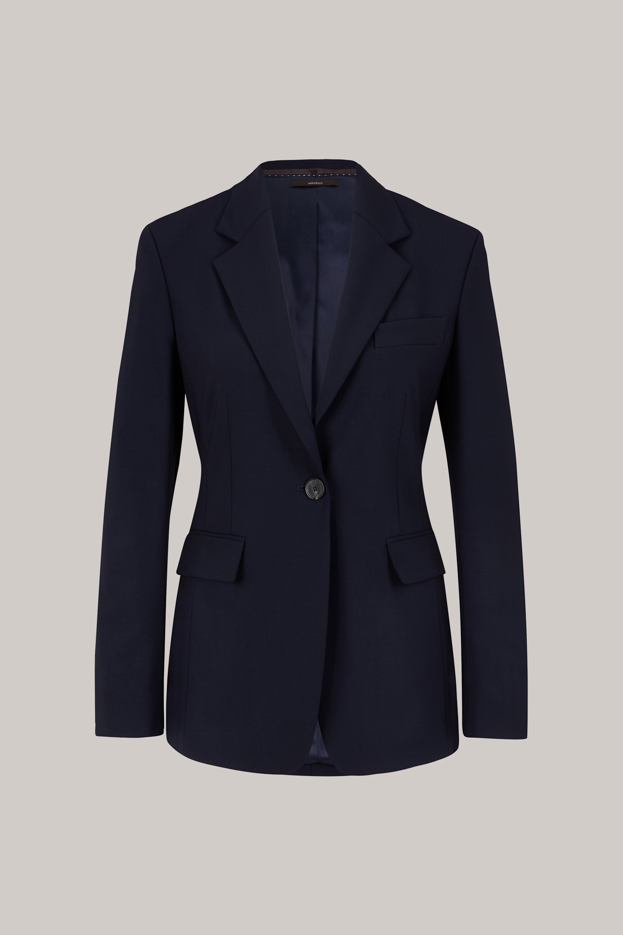 Schurwollstretch-Blazer in Navy