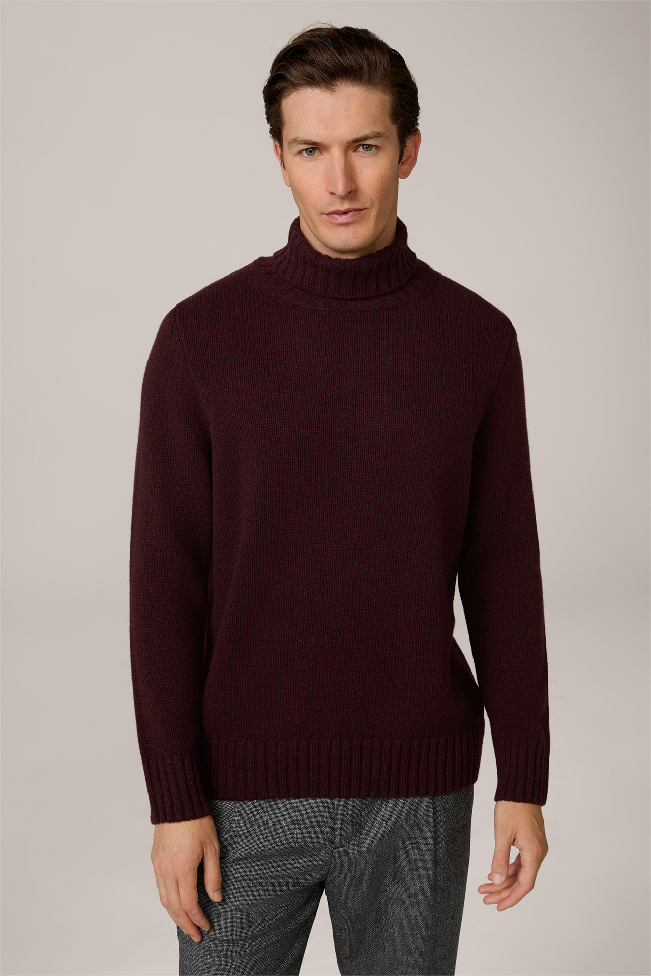 Cashmere-Rollkragen-Pullover Ecosio in Bordeaux Rot