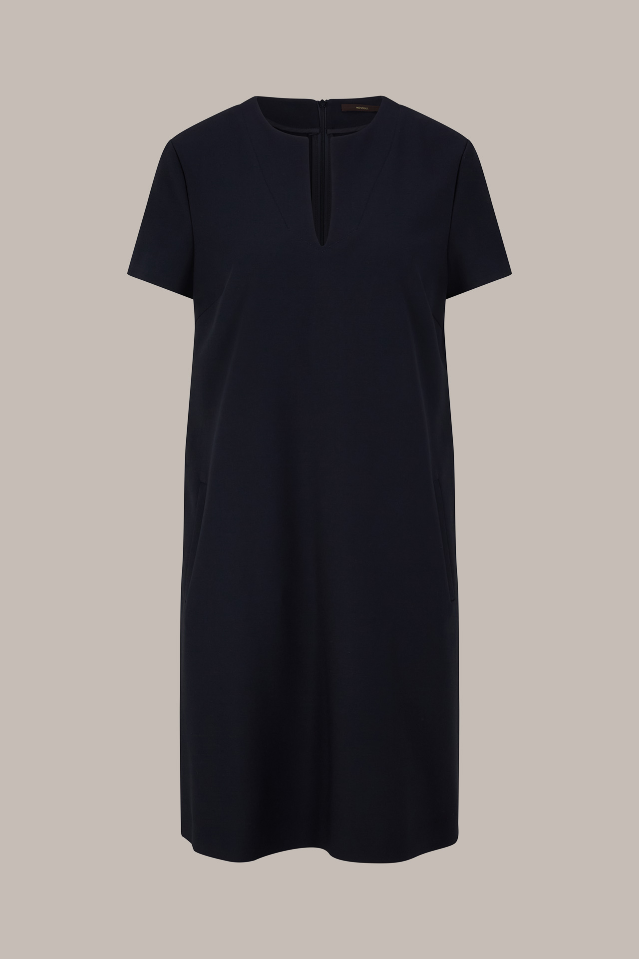 Crêpe-Kleid in A-Linie in Navy