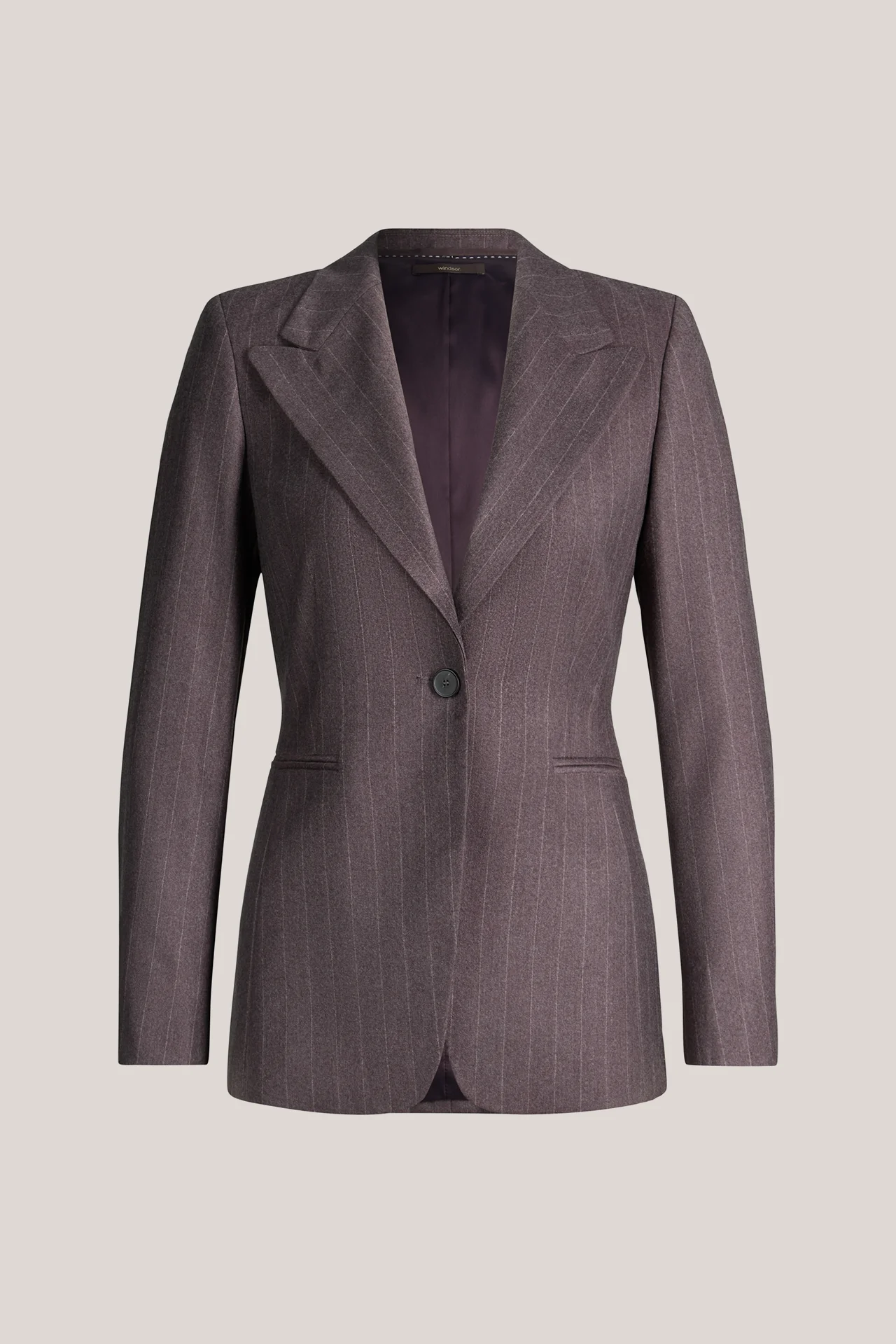 Schurwoll-Pinstripe-Flanell-Blazer in Braun