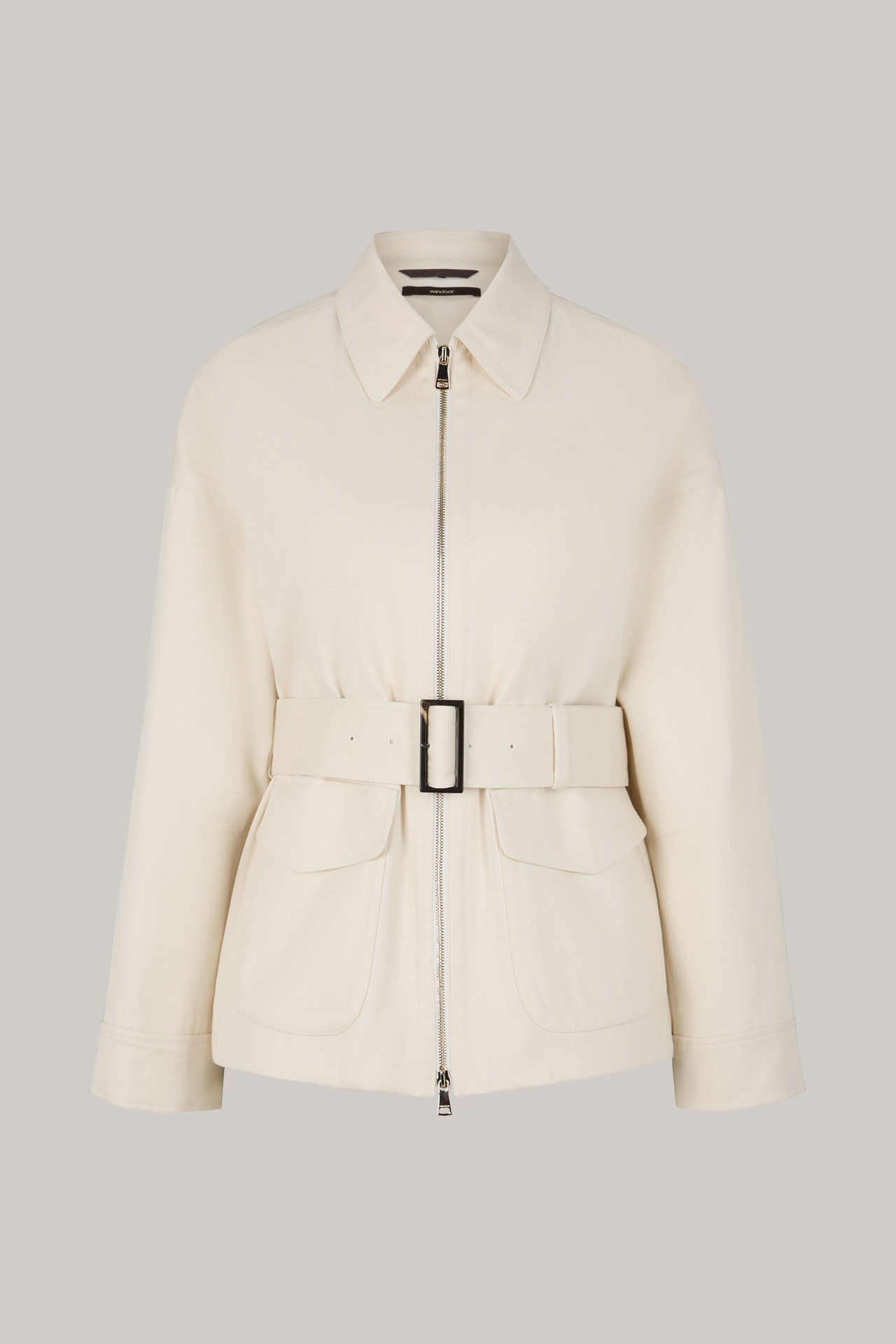 Baumwolltwill-Fieldjacket mit Gürtel in Offwhite