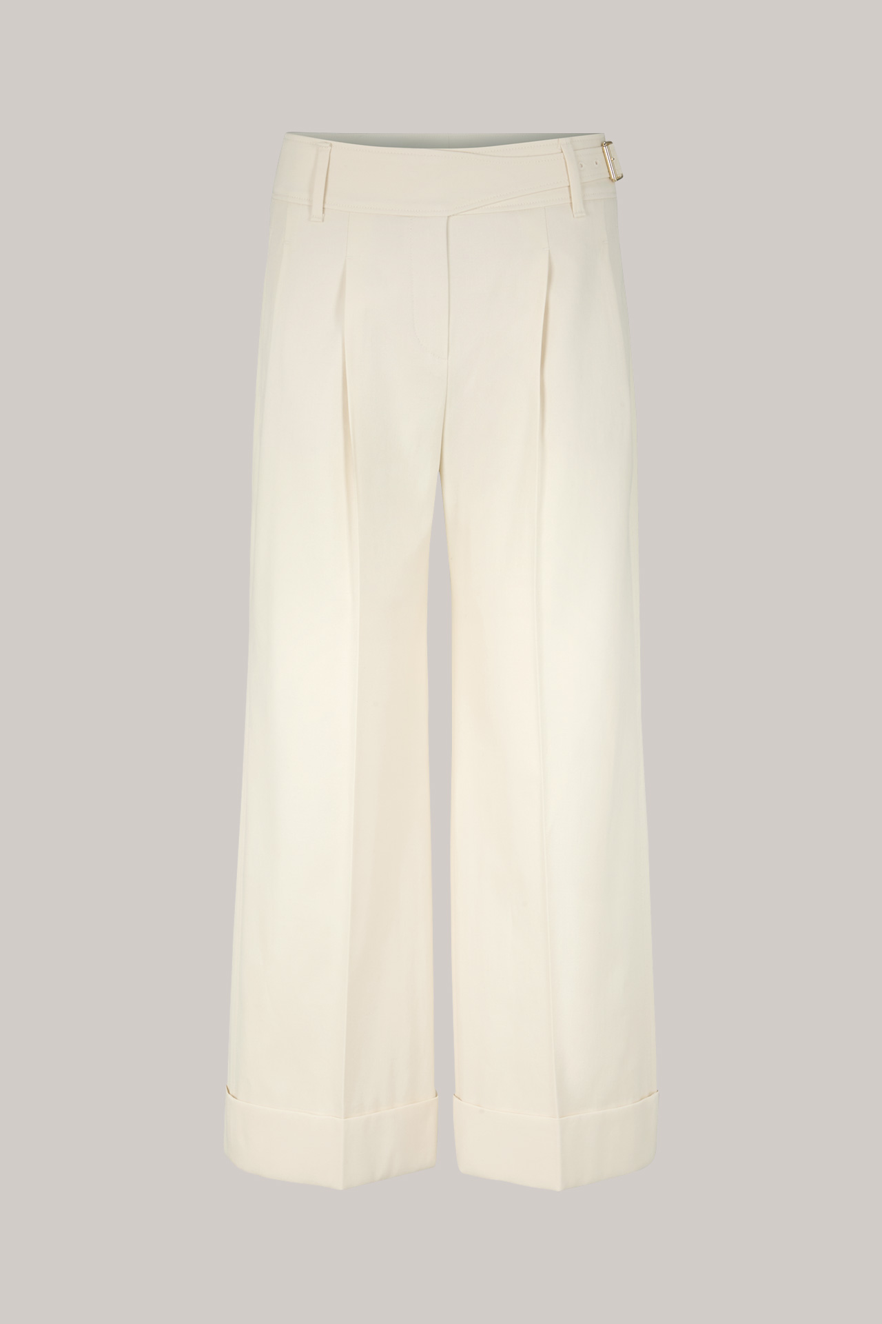 Baumwolltwill-Culotte-Hose mit Bundfalte in Offwhite