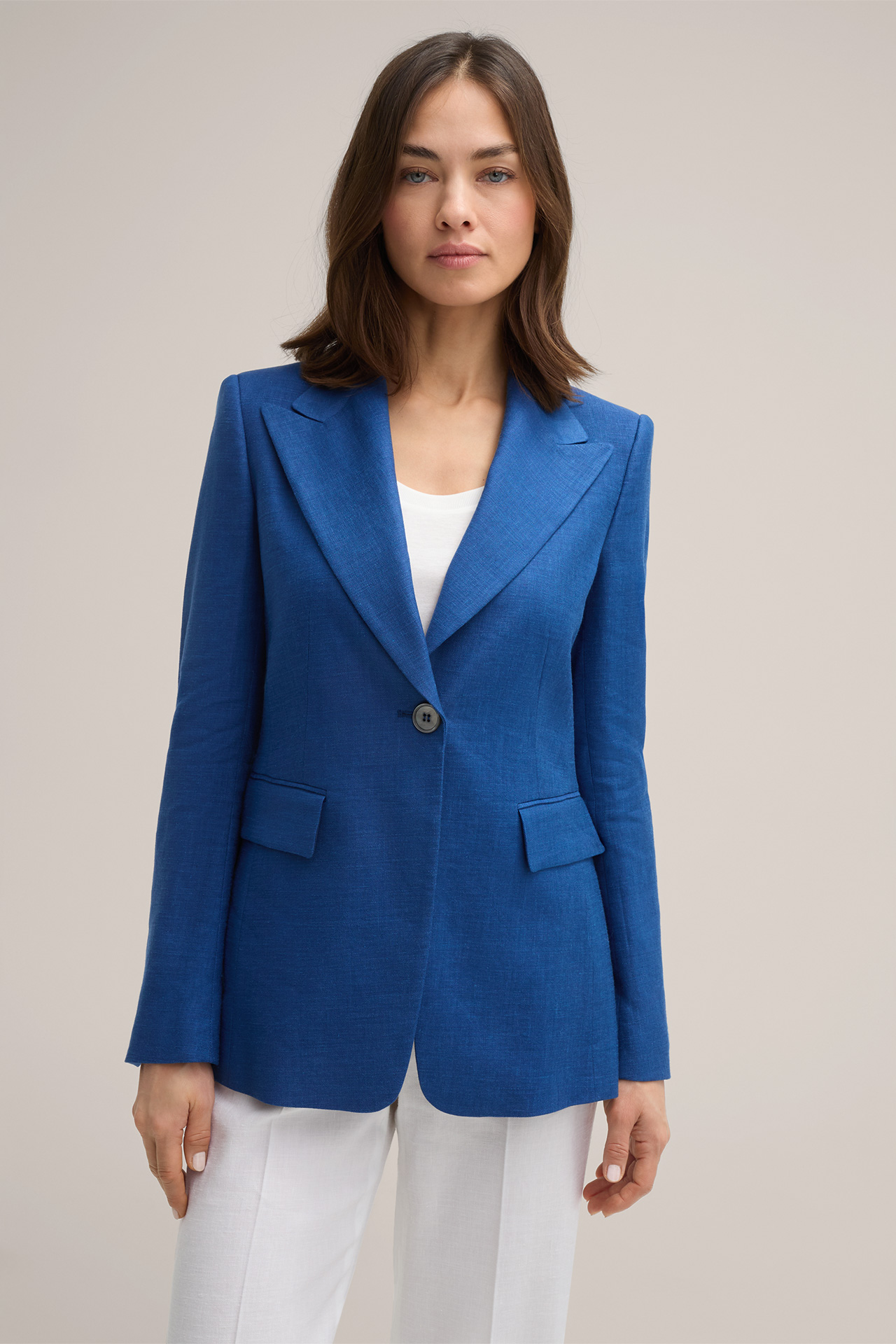 Leinenstretch-Blazer in Blau