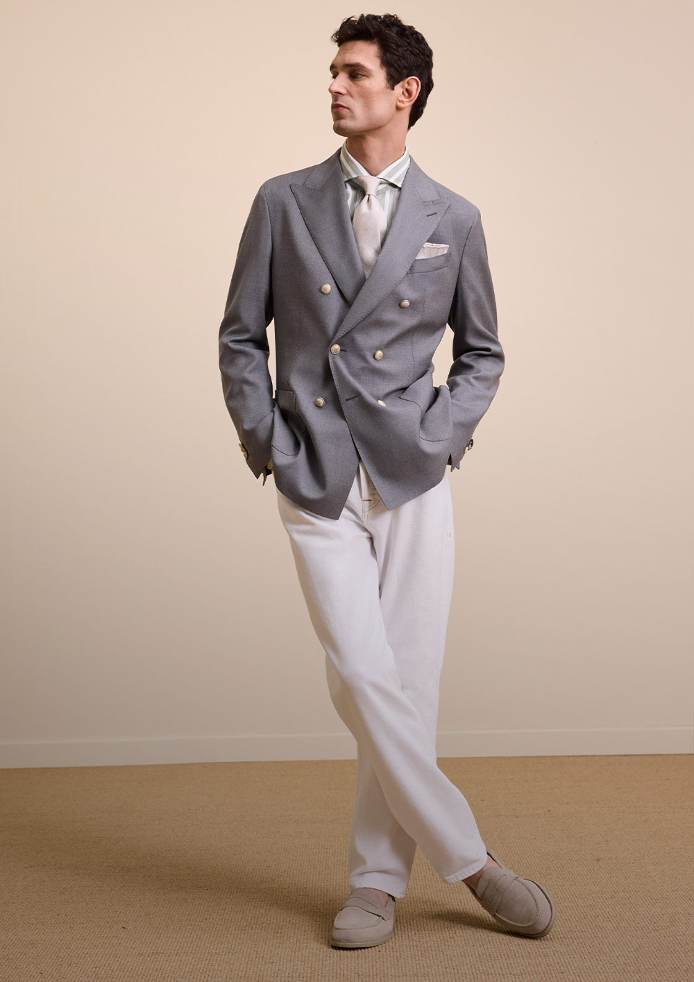 windsor hommes veste gris pantalons blanches