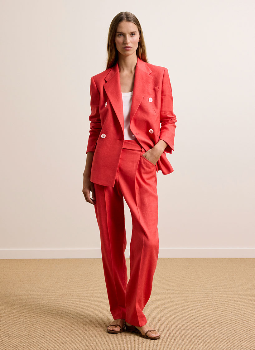 windsor damen doppelreiher blazer in rot mit hose