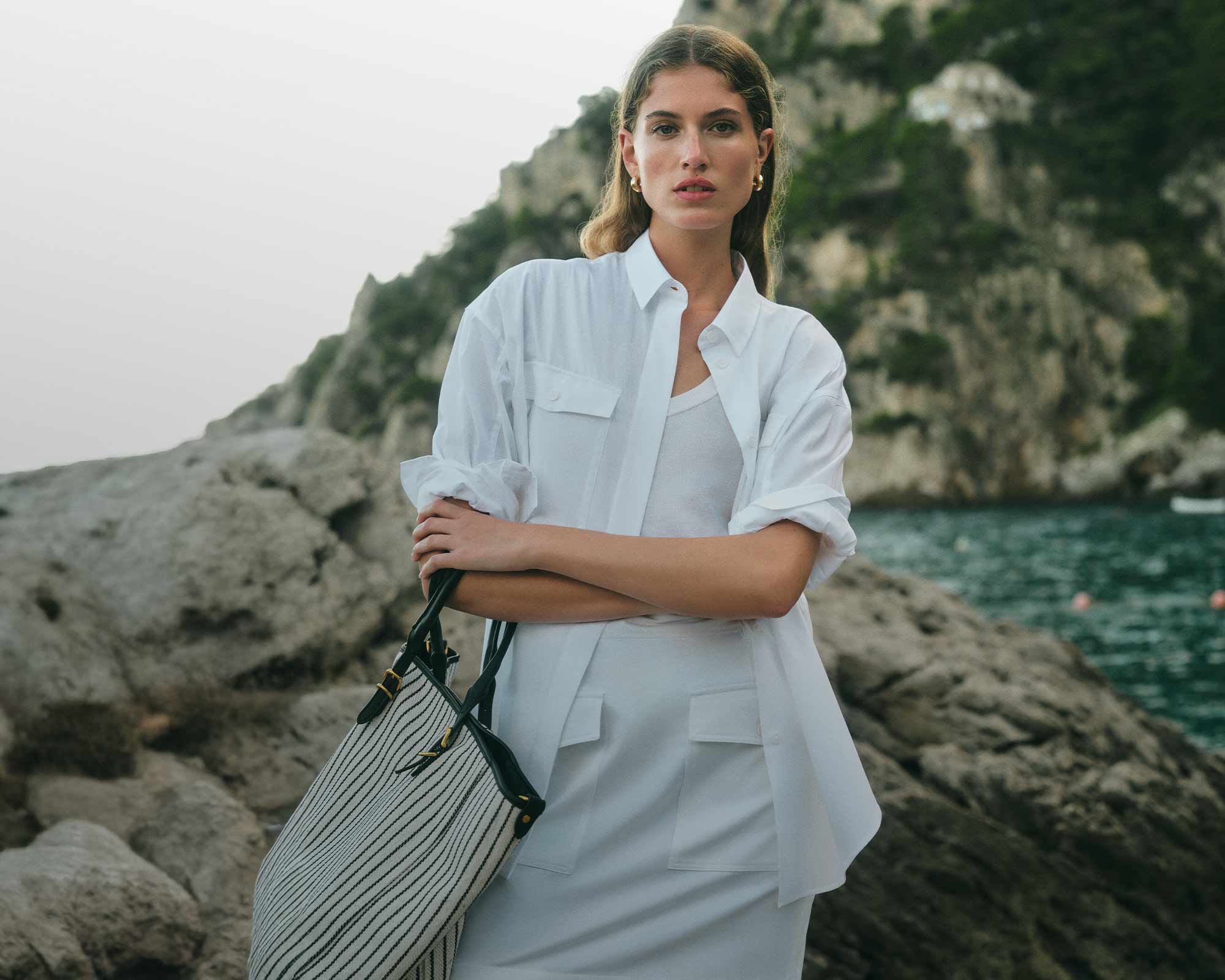 windsor femmes Chemisier en blanc jersey en blanc et jupe en blanc