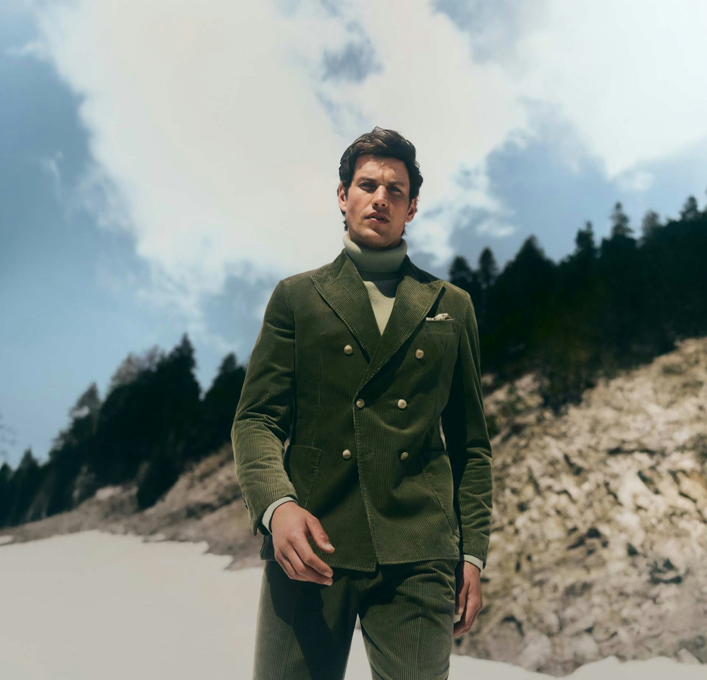 windsor hommes costume vert a double bottonnage