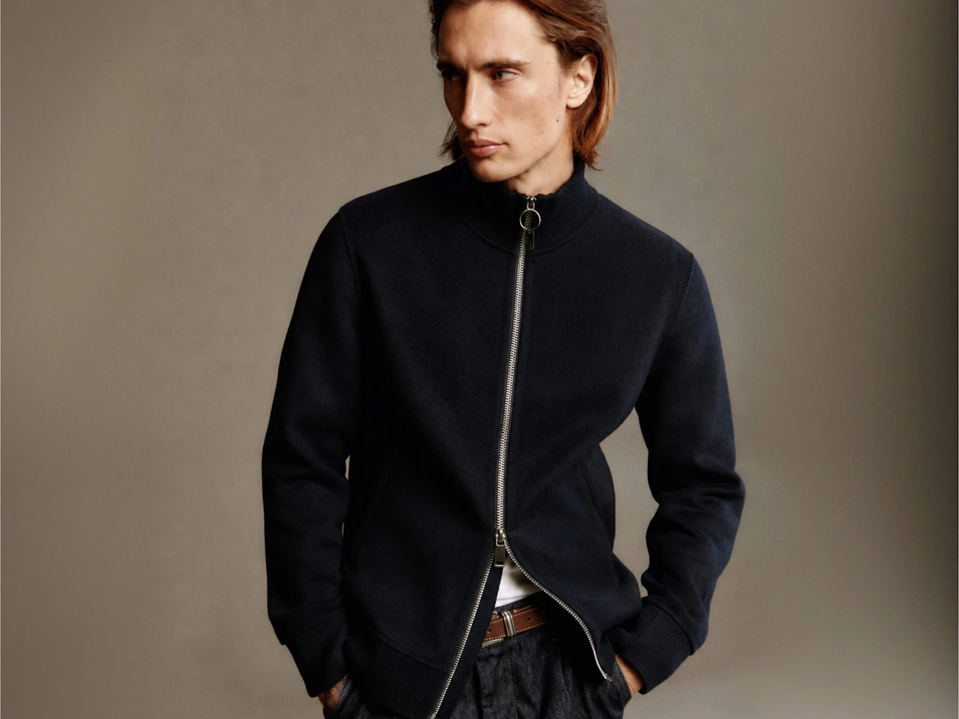 windsor herren Strickjacke mit Zipper in Blau