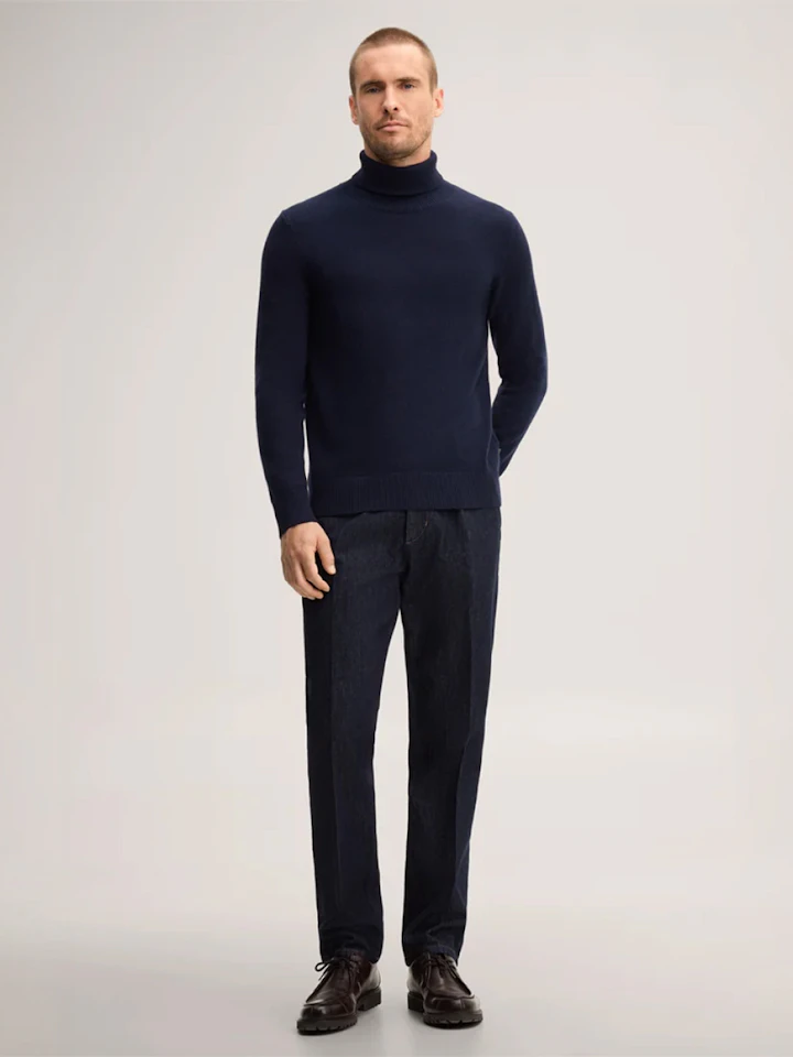Windsor Men Cashmere Turtleneck Sweater Cashmono in Navy