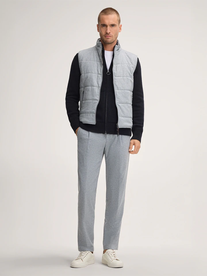 Windsor Men Cashmere Knit Jacket Ecosio with Stand-Up Collar in Navy