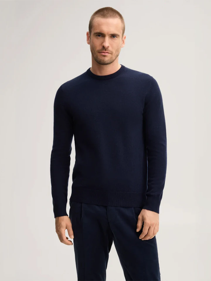 Windsor Men Cashmere Crew Neck Sweater in Navy