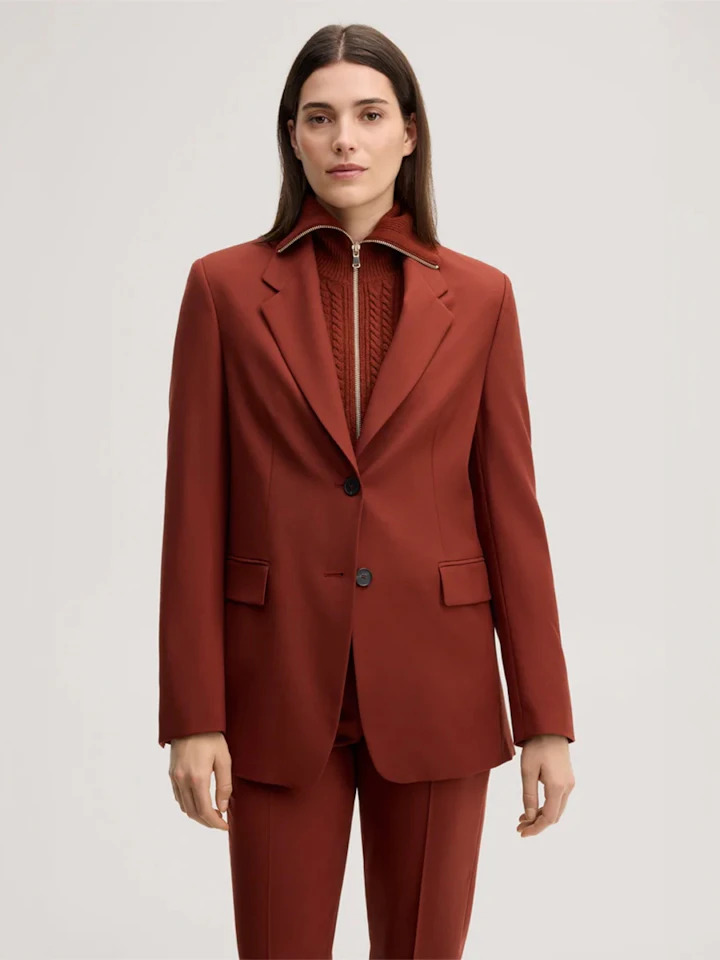 Windsor women pure wool twill blazer in dark red