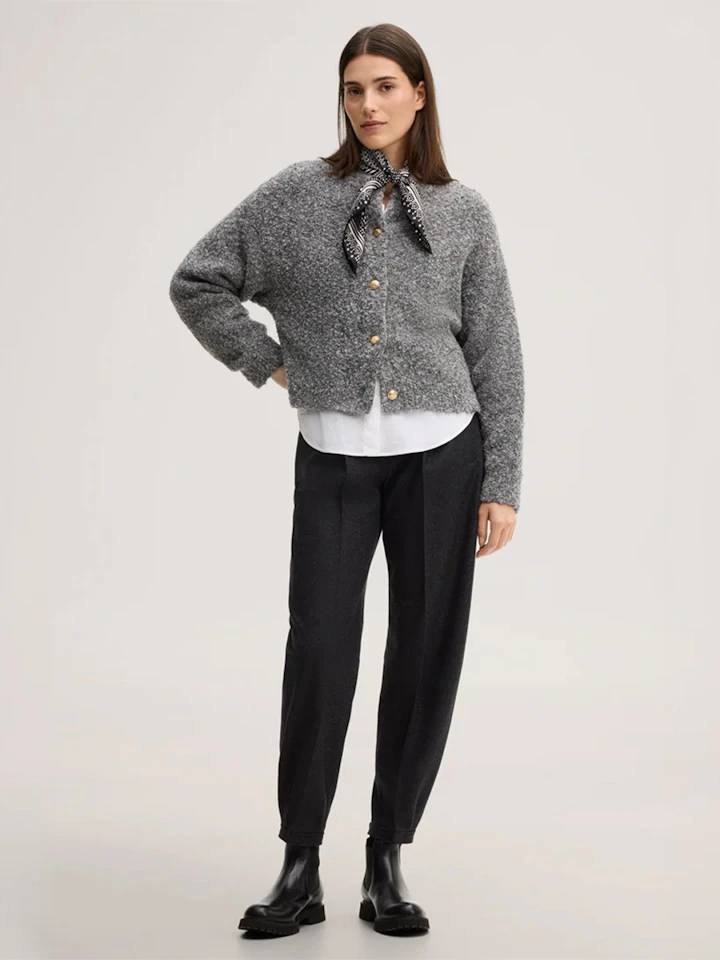 Windsor women wool blend boucle cardigan in grey
