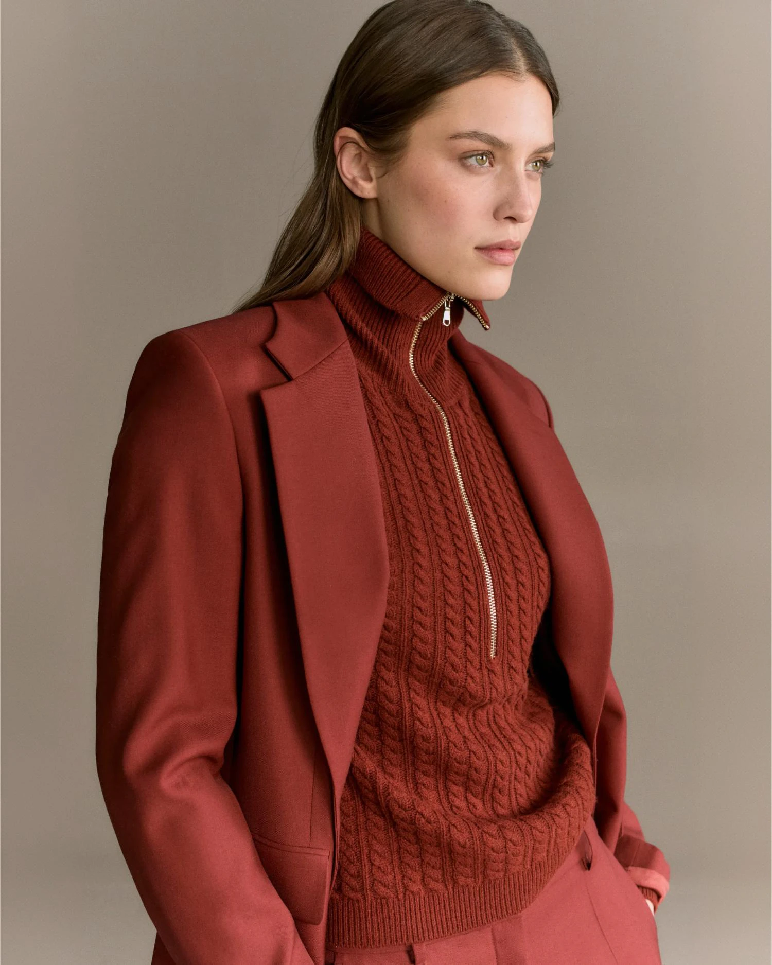 windsor Damen Blazer in rot mit strick in rot