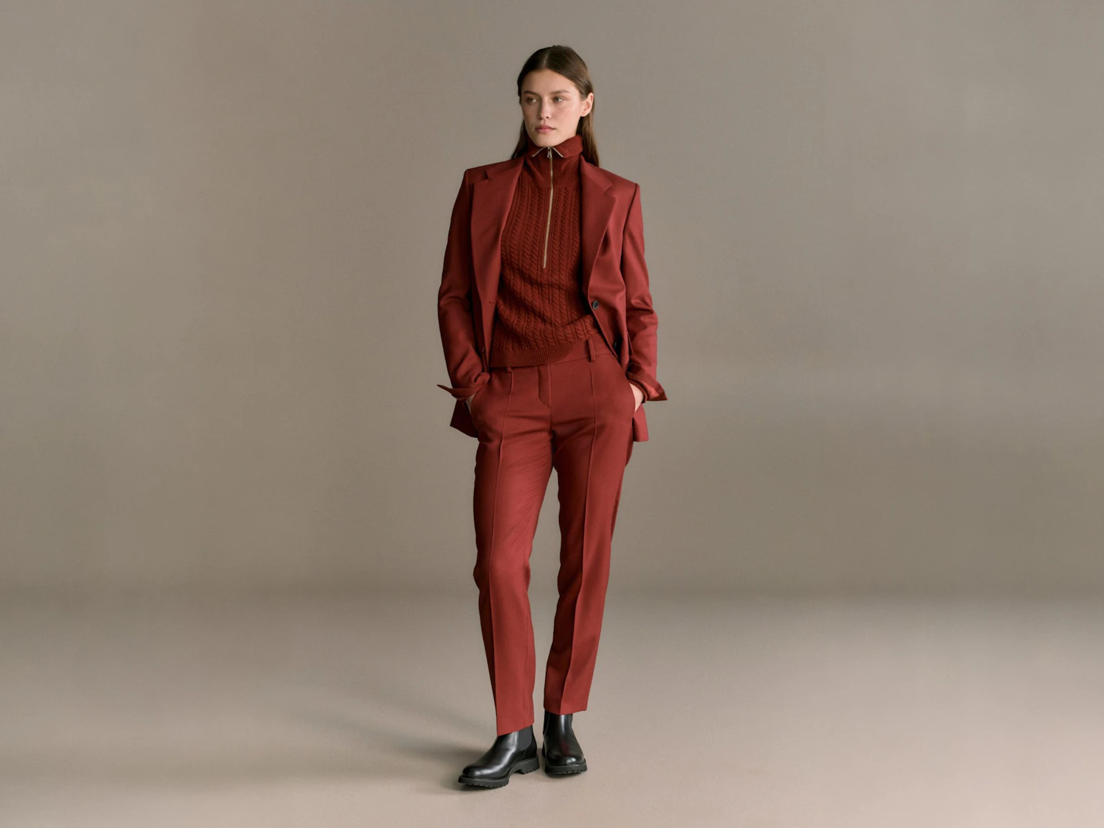 windsor damen damenanzug in rot mit strick in rot