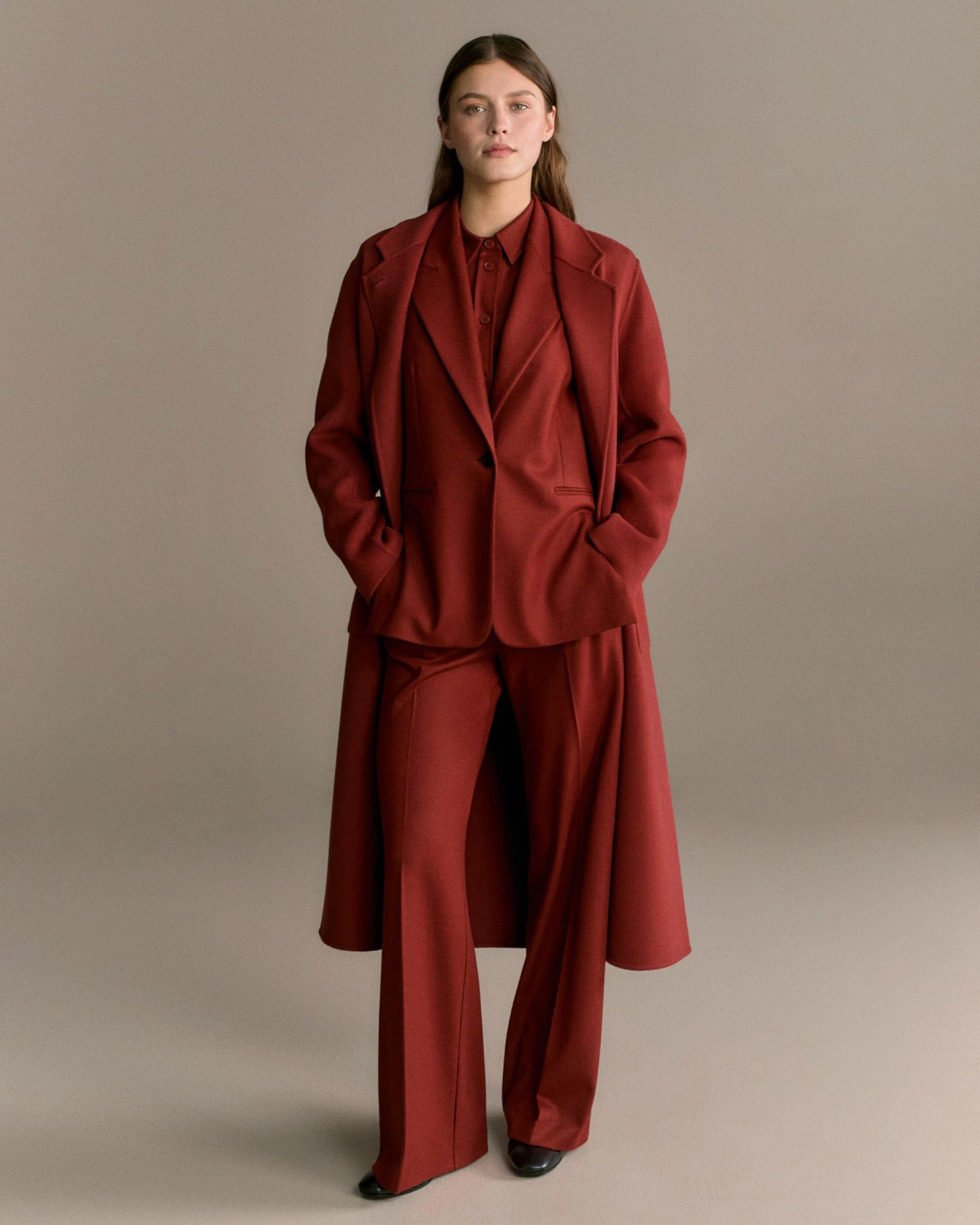 windsor Damen blazer mantel und hose in rot 