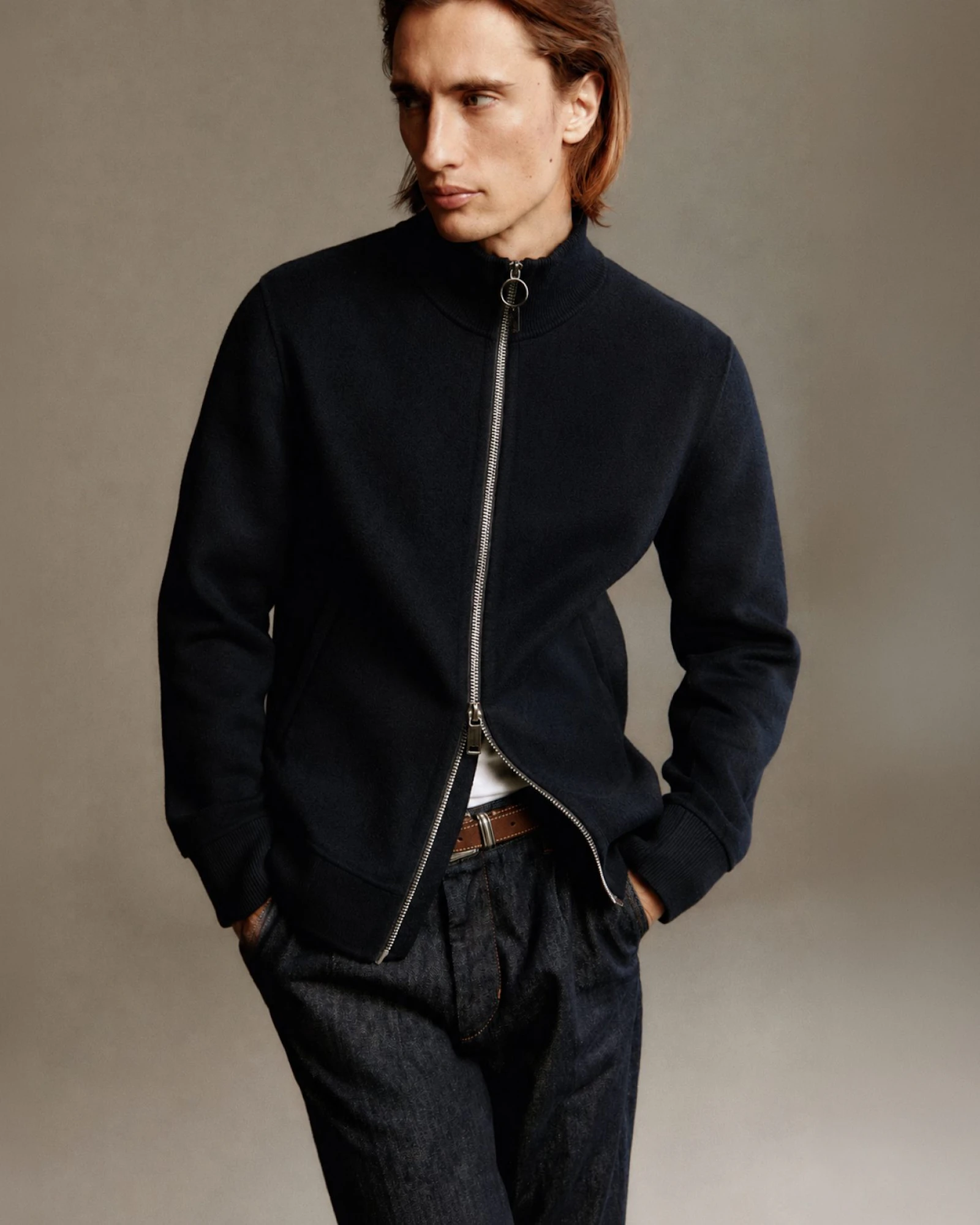 windsor herren strick troyer in dunkelblau mit denim in schwarz
