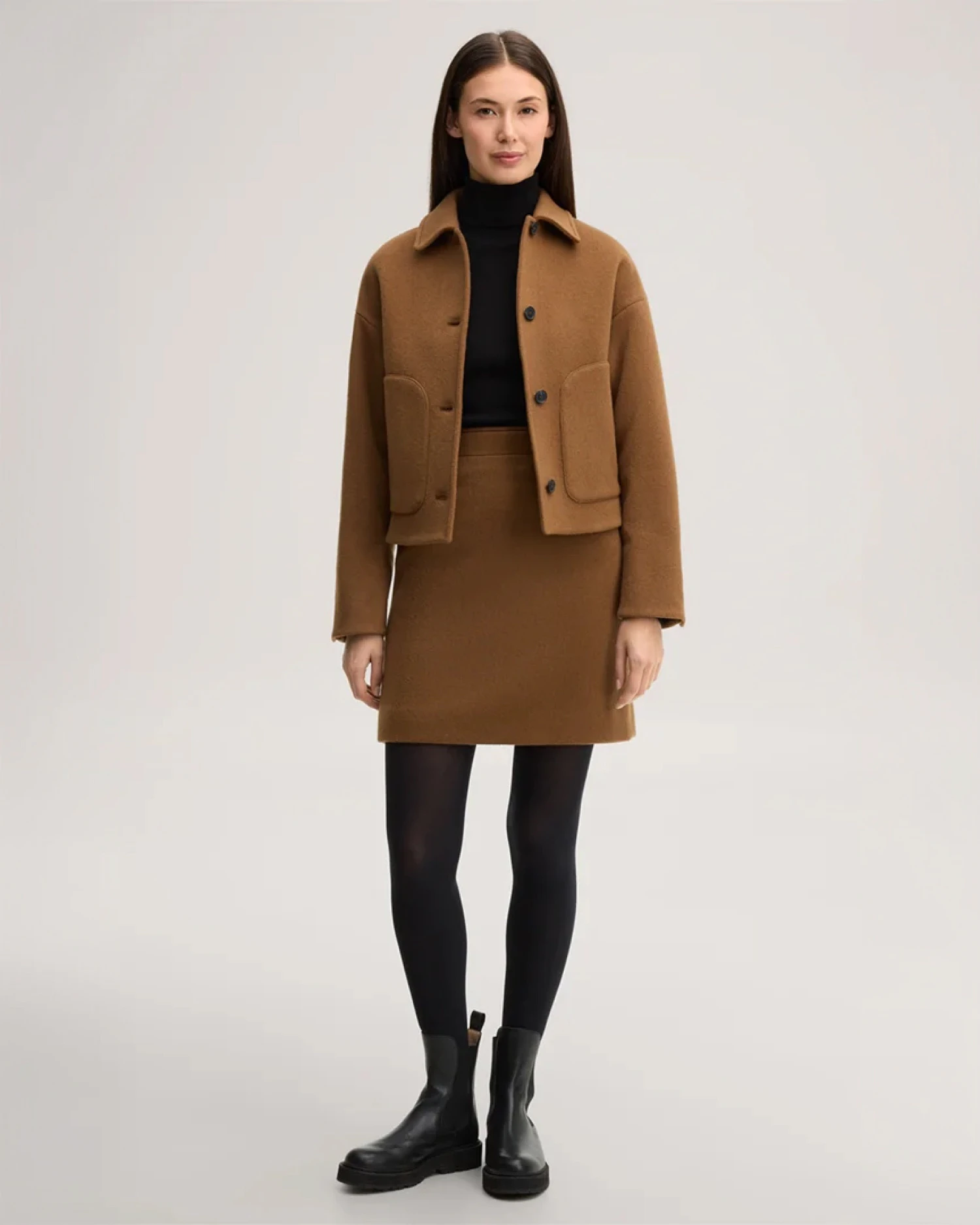 windsor Damen Brushed-Wolle-Stiefelrock in Caramel