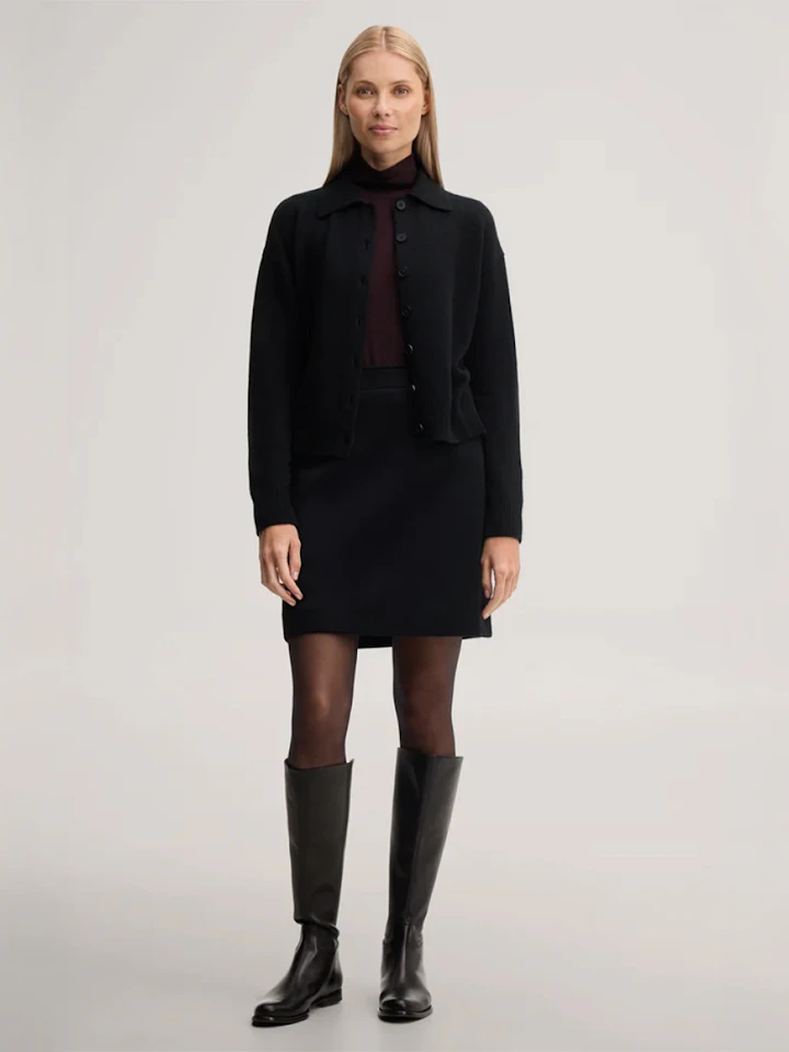 windsor Damen Brushed-Wolle-Stiefelrock in Schwarz
