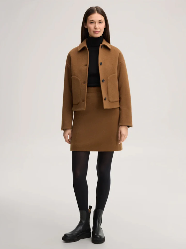 WINDSOR damen Brushed-Wolle-Stiefelrock in Caramel
