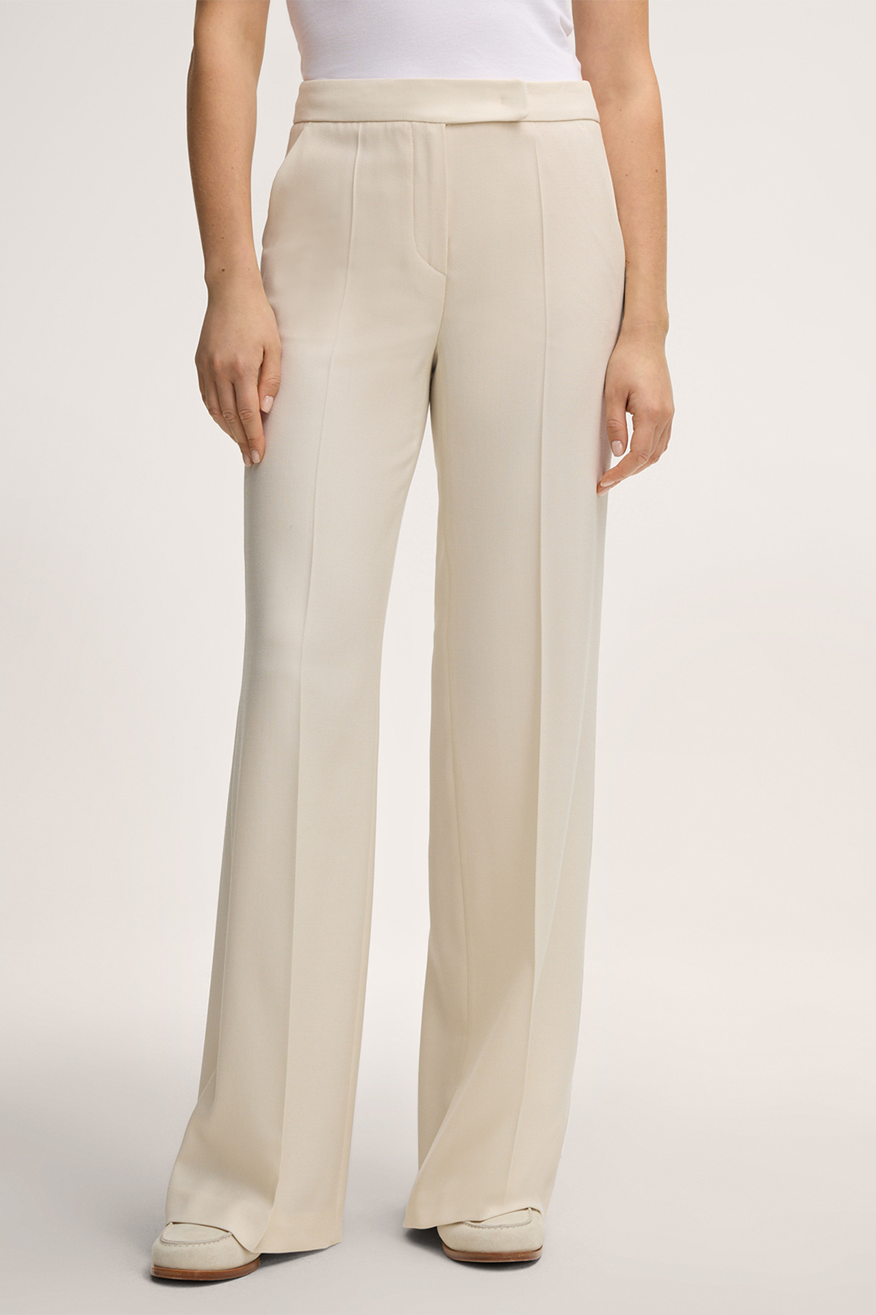 Schurwoll-Palazzo-Hose in Creme