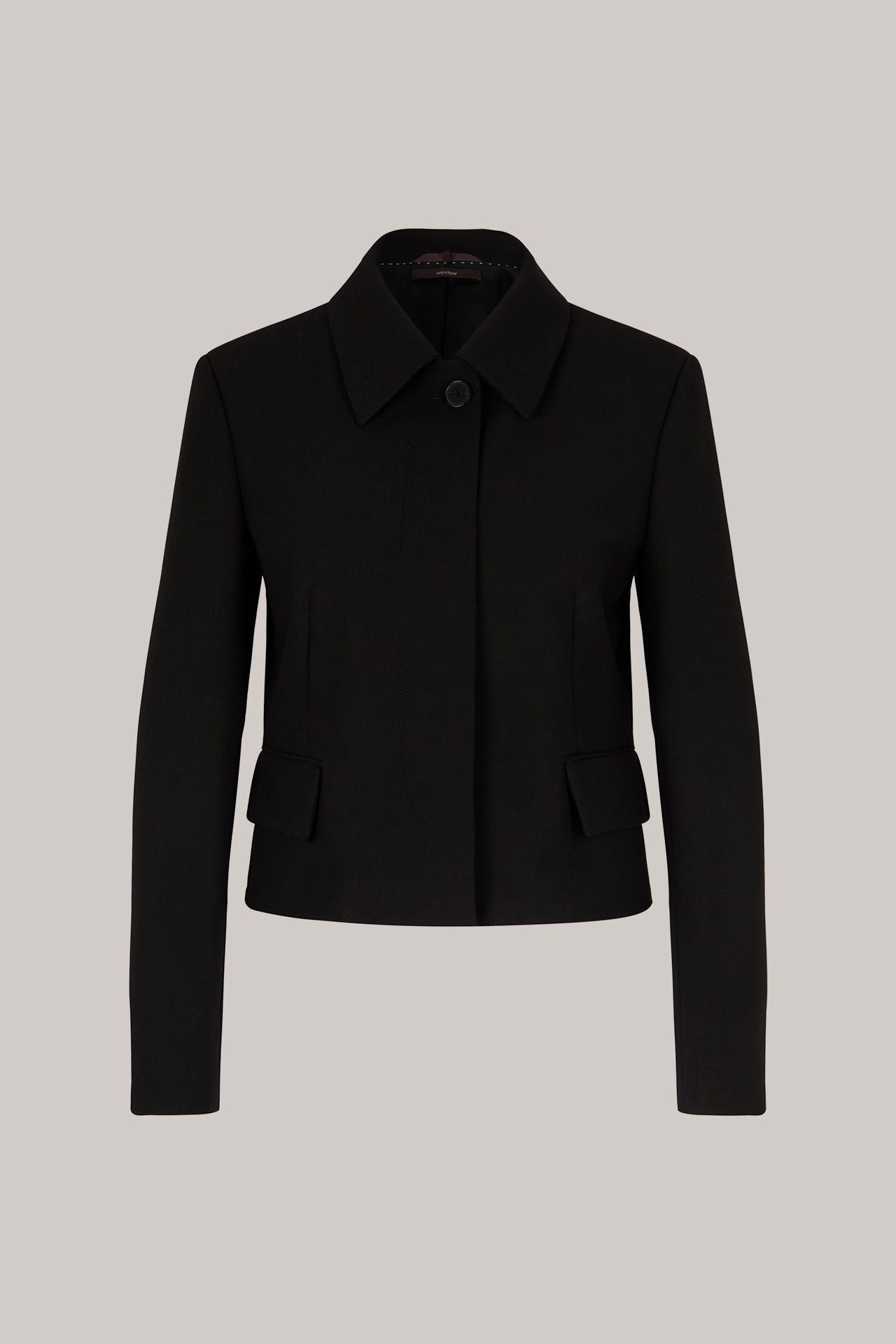 Crêpe-Blazer-Jacke in Schwarz