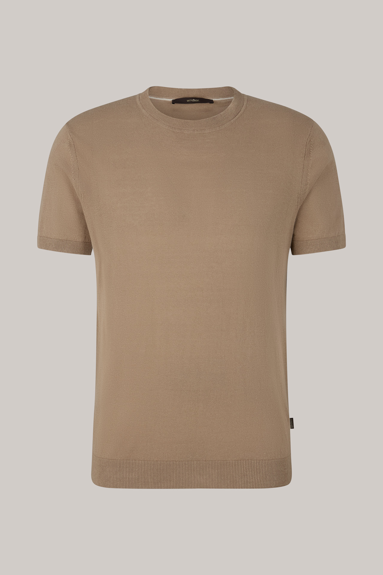 Leinenmix-Strick-Shirt Lindo mit Baumwolle in Taupe