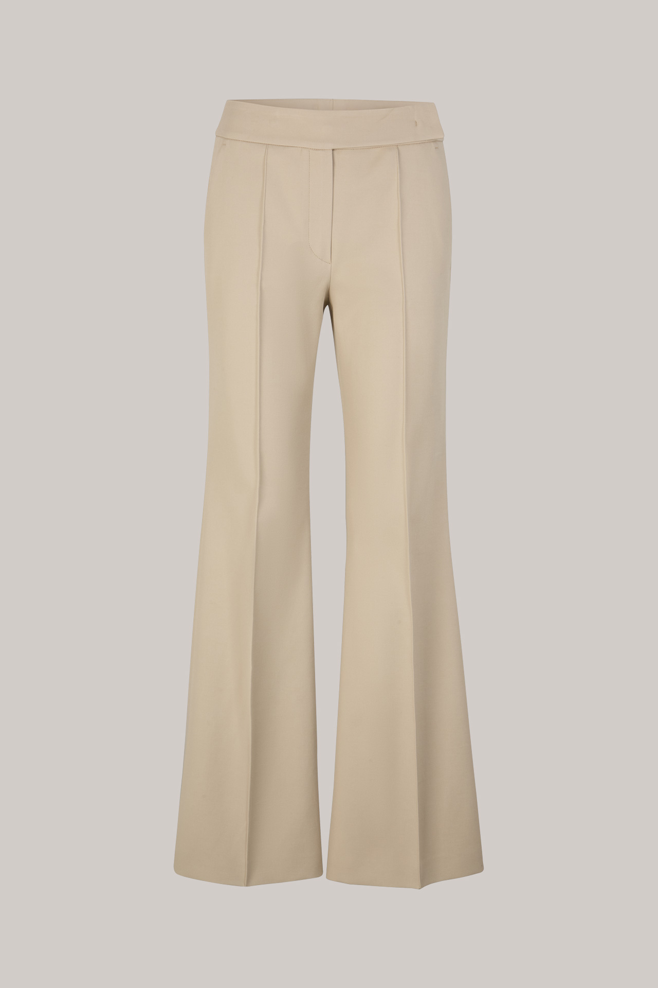 Baumwoll-Palazzo-Hose mit Biese in Beige