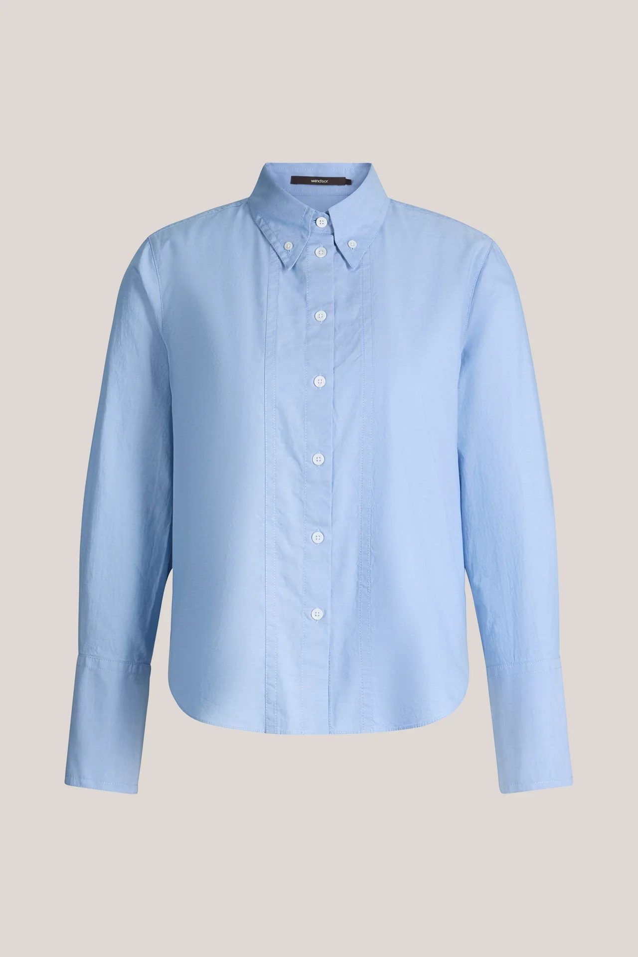 Baumwoll-Chambre-Hemdbluse in Hellblau