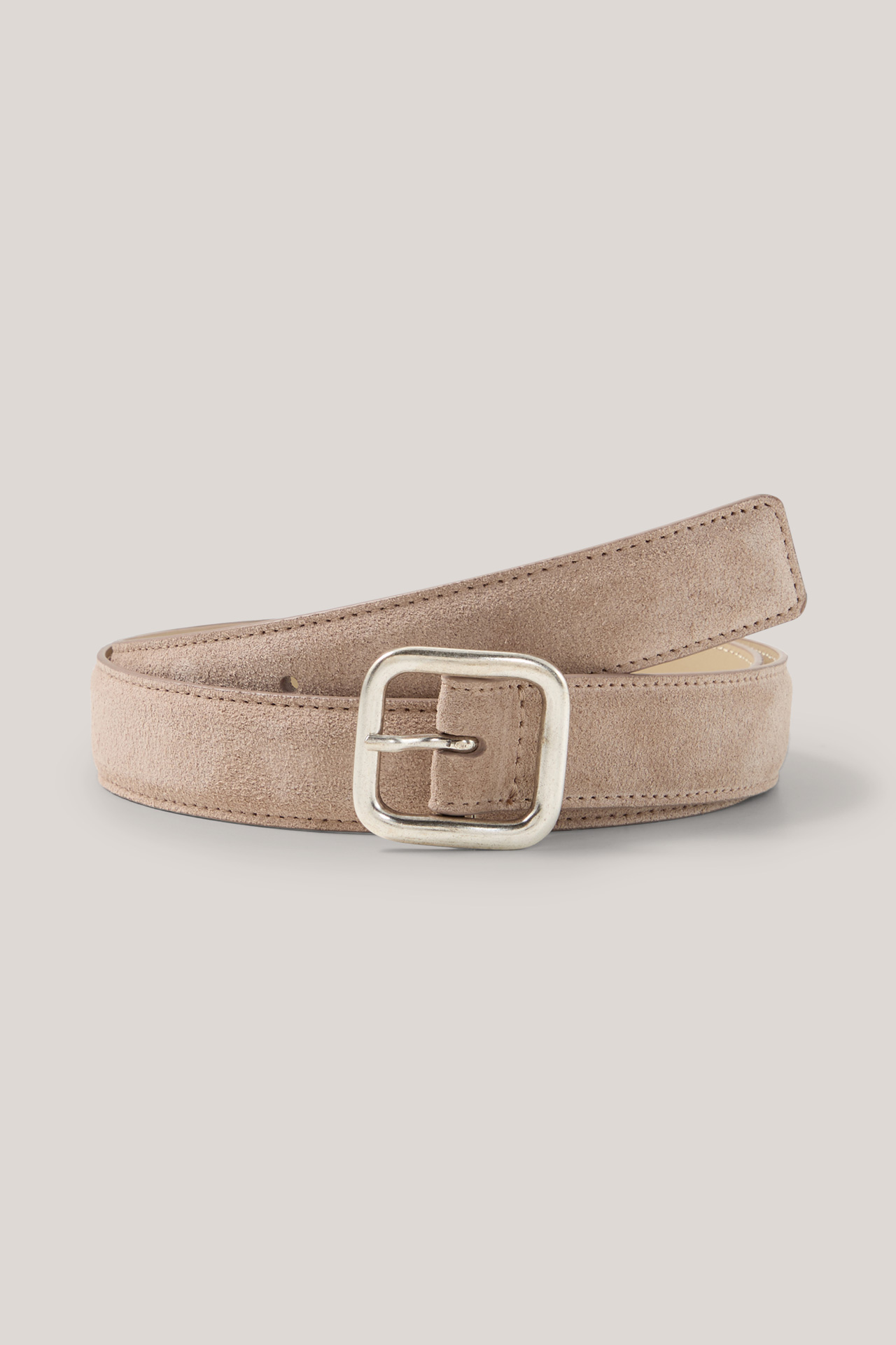 Gürtel aus Veloursleder in Taupe