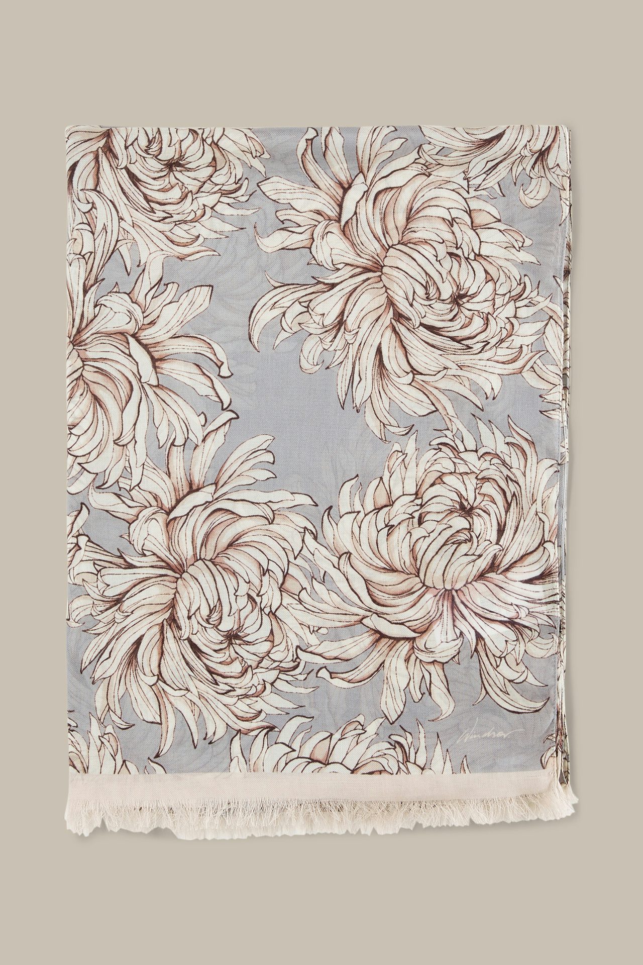 Schal aus Modal in Grau-Ecru gemustert