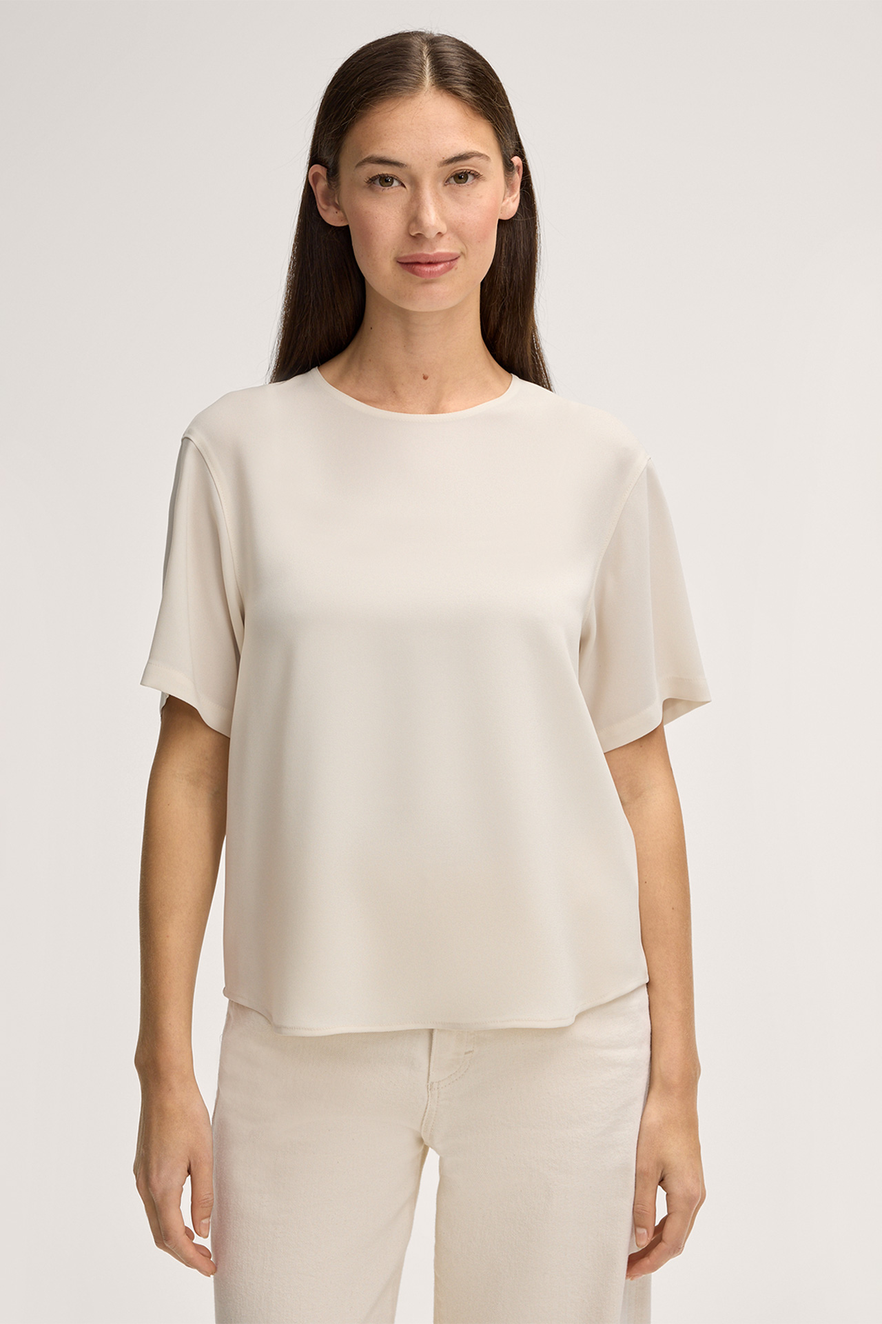 Crepe-Blusen-Top in Creme