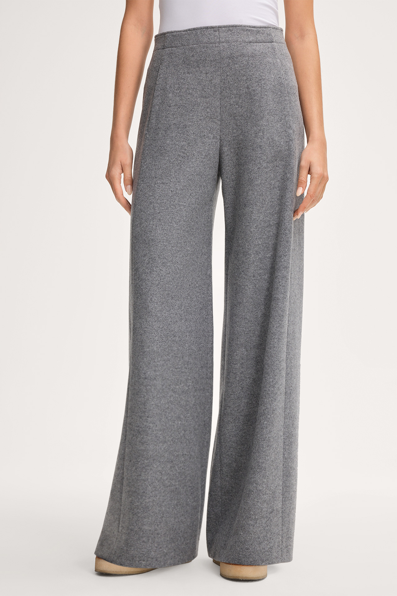 Wolljersey-Palazzo-Hose in Grau