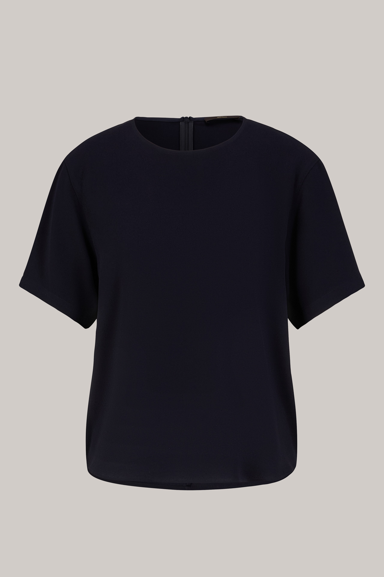 Crêpe-Kurzarm-Bluse in Navy