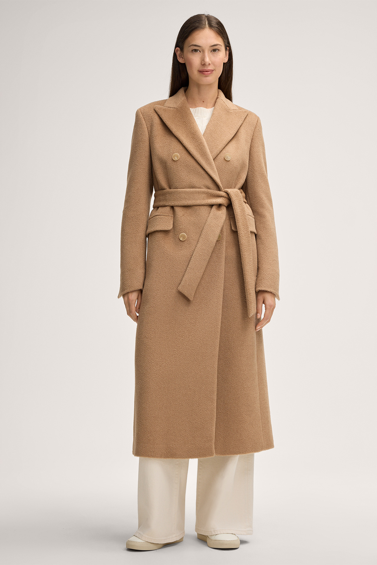 Kamelhaar-Doppelreiher-Mantel in Braun