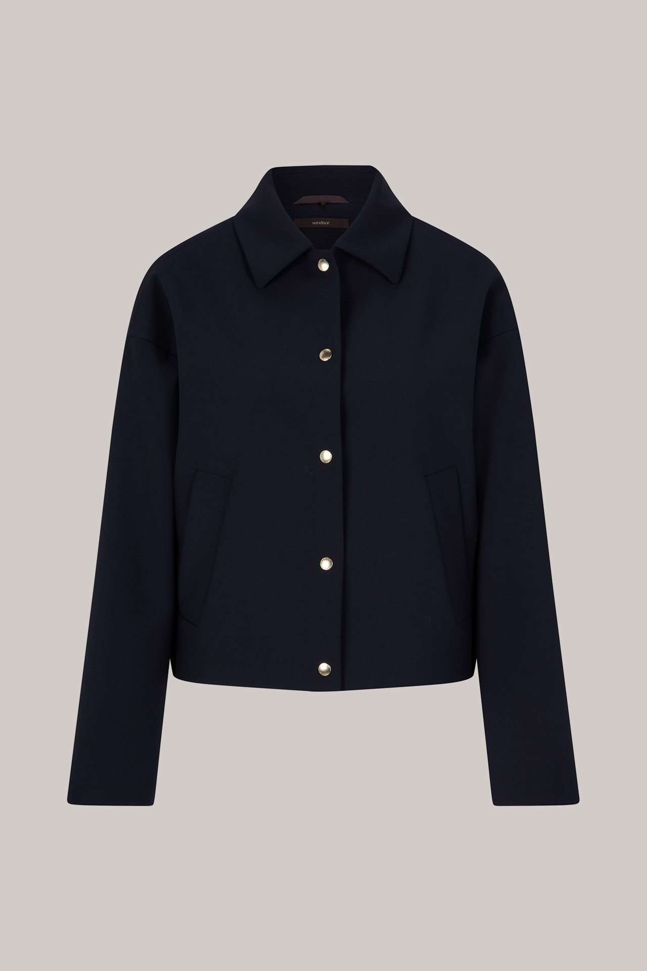 Crêpe-Blazer-Jacke in Navy