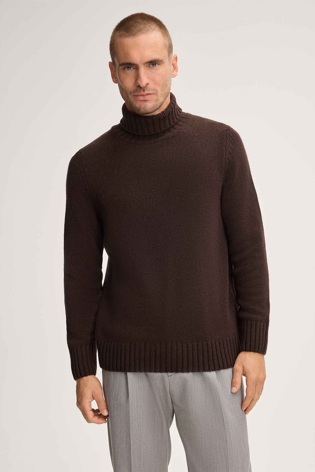 Cashmere-Strick-Rollkragen-Pullover Ecosio in Dunkelbraun
