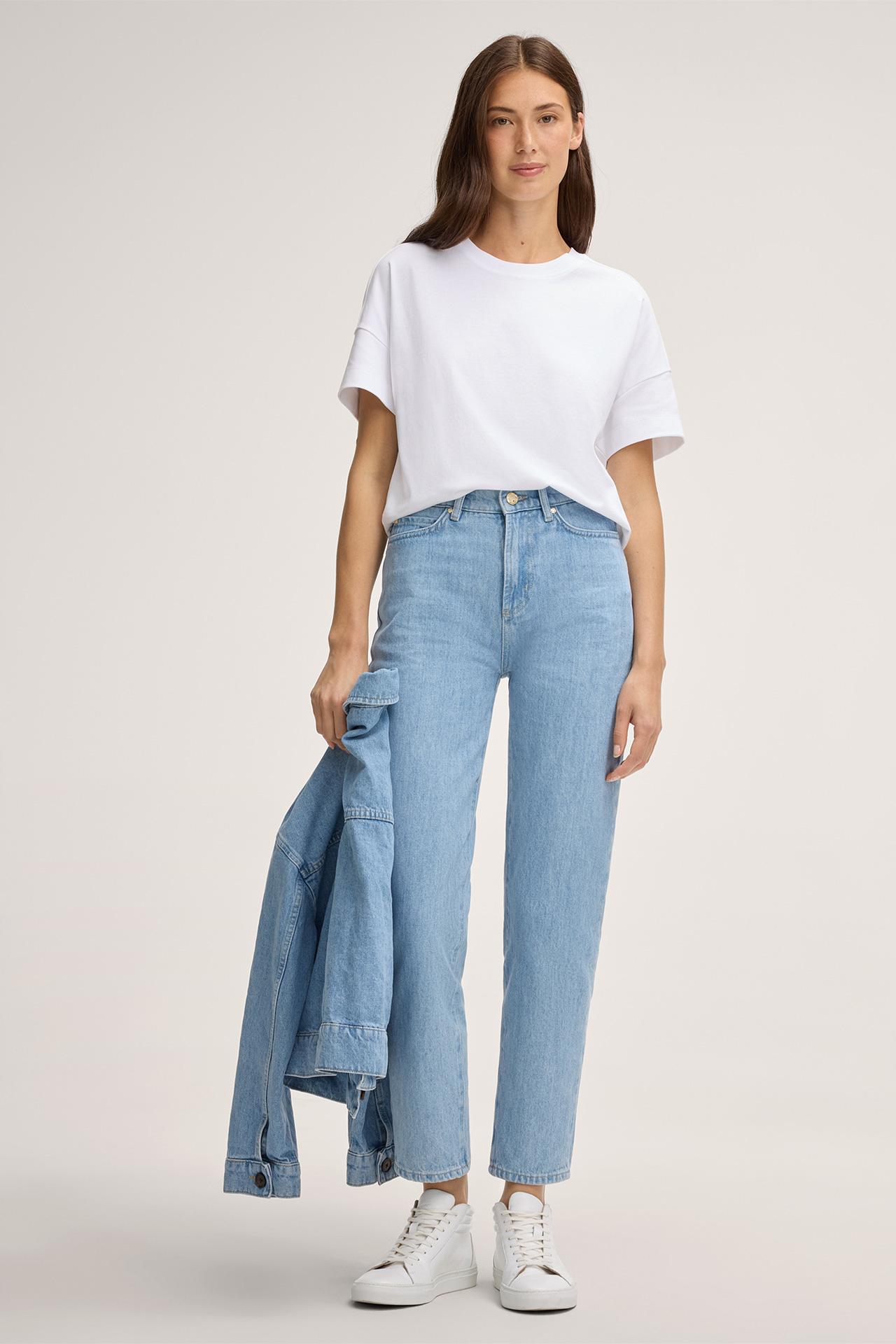 Cotton Interlock T-Shirt with Slits in White