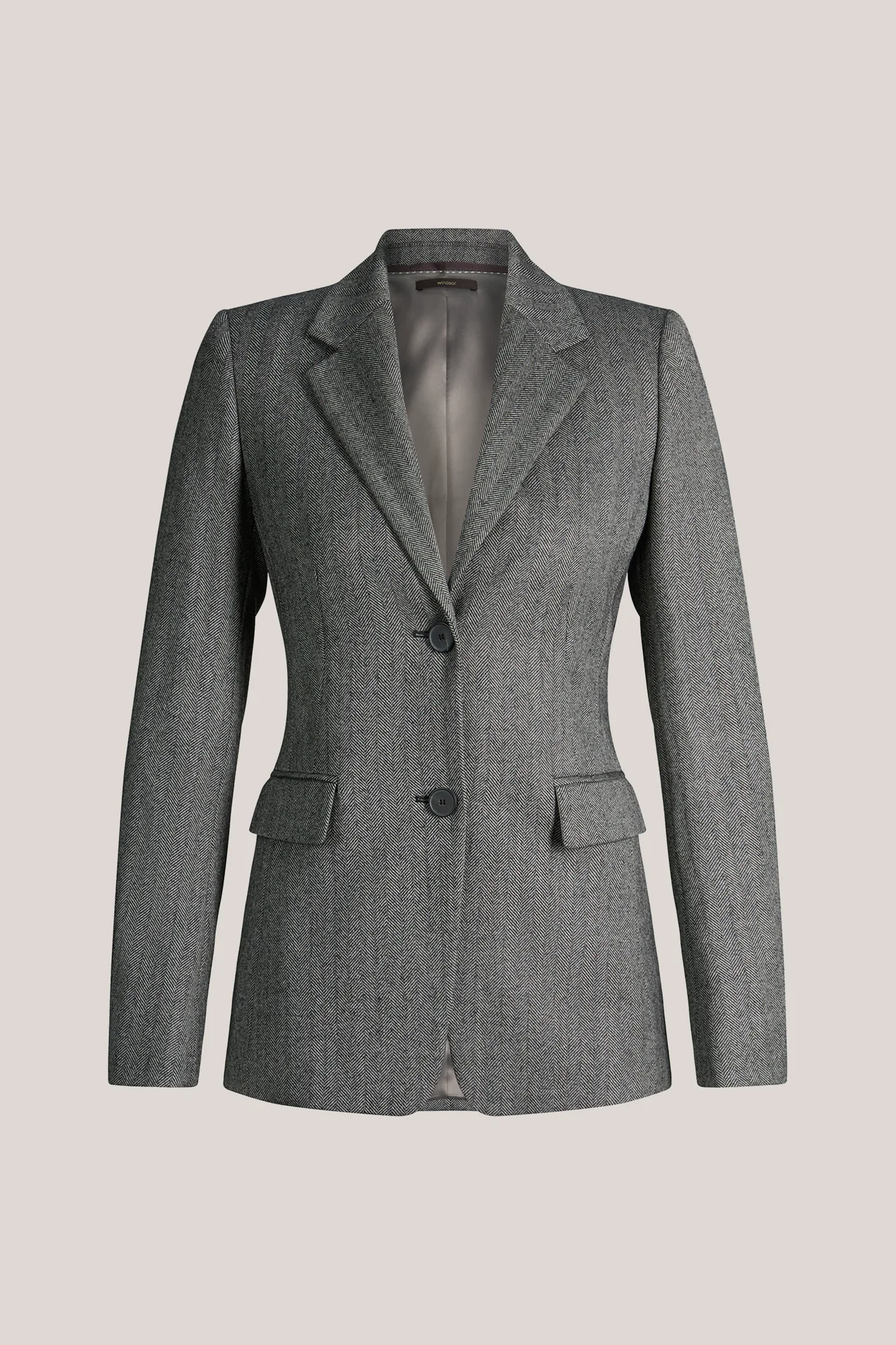 Schurwoll-Heringbone-Blazer in Grau