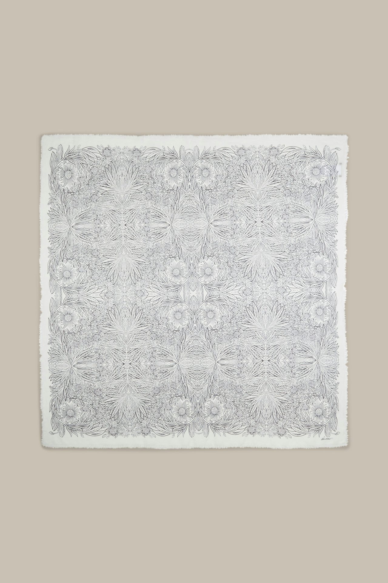 Baumwoll-Tuch in Navy-Ecru gemustert