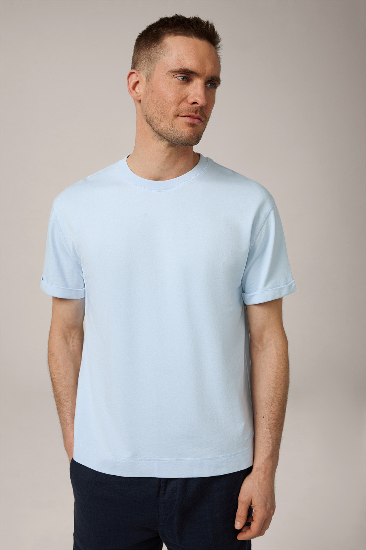 Baumwoll-T-Shirt Sevo in Hellblau