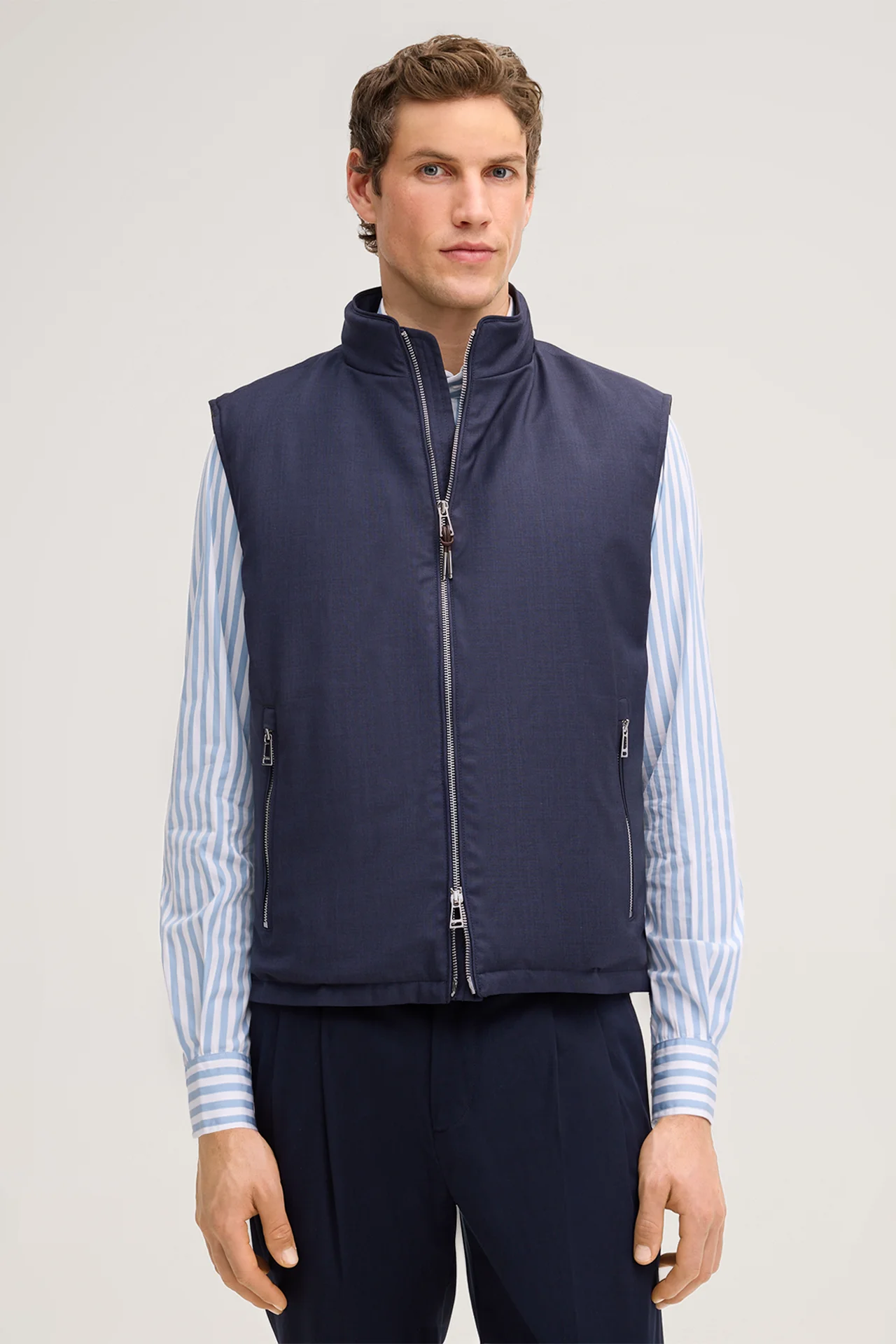 Empoli virgin wool travel waistcoat in navy