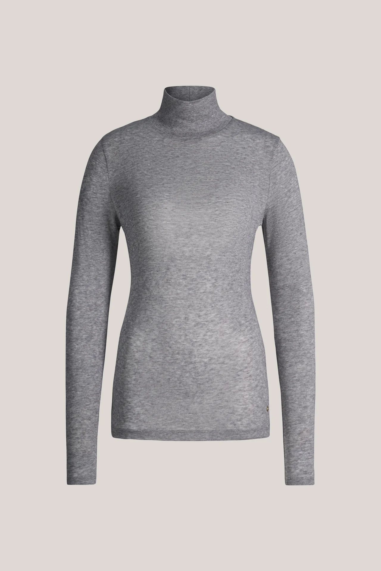 Wollstretch-Rollkragen-Shirt in Hellgrau