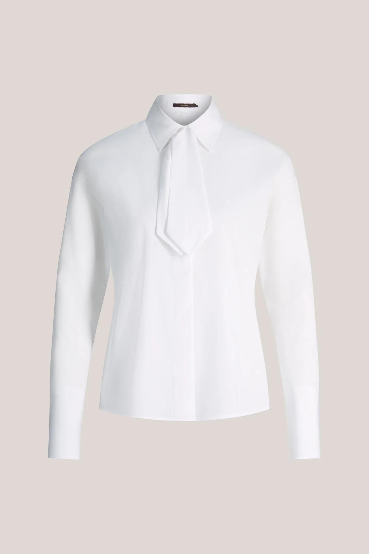 Popeline-Baumwoll-Schluppen-Bluse in Weiss